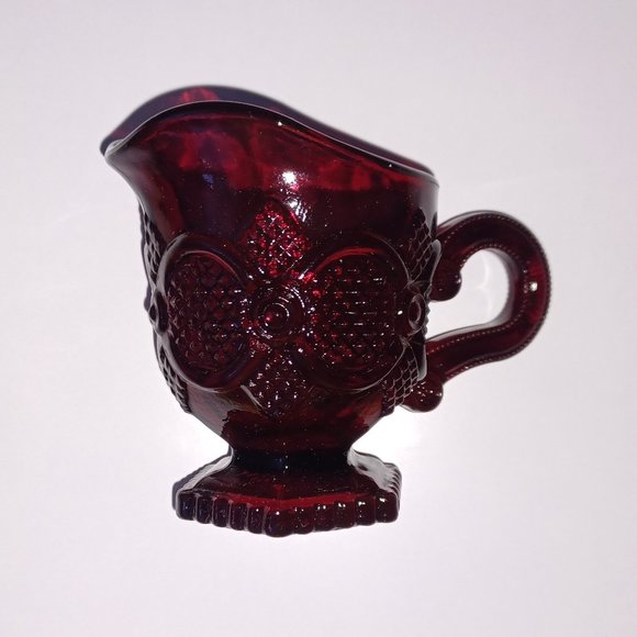 Vintage Avon Cape Cod Collection Ruby Glass 2 Goblets and 1 Creamer 1970s - Picture 6 of 15